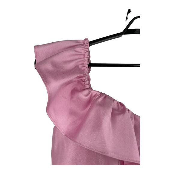 Alfred Sung dress D836 Off the Shoulder Ruffle Satin Trumpet Gown pink size 14 - Picture 3 of 8